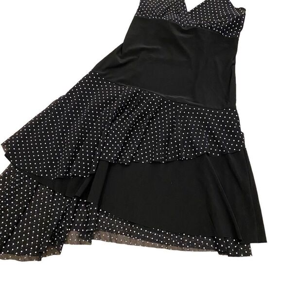 Forever Flowy Black And White Hi Low Polka Dot Layered Mini Cami Dress - Picture 3 of 7